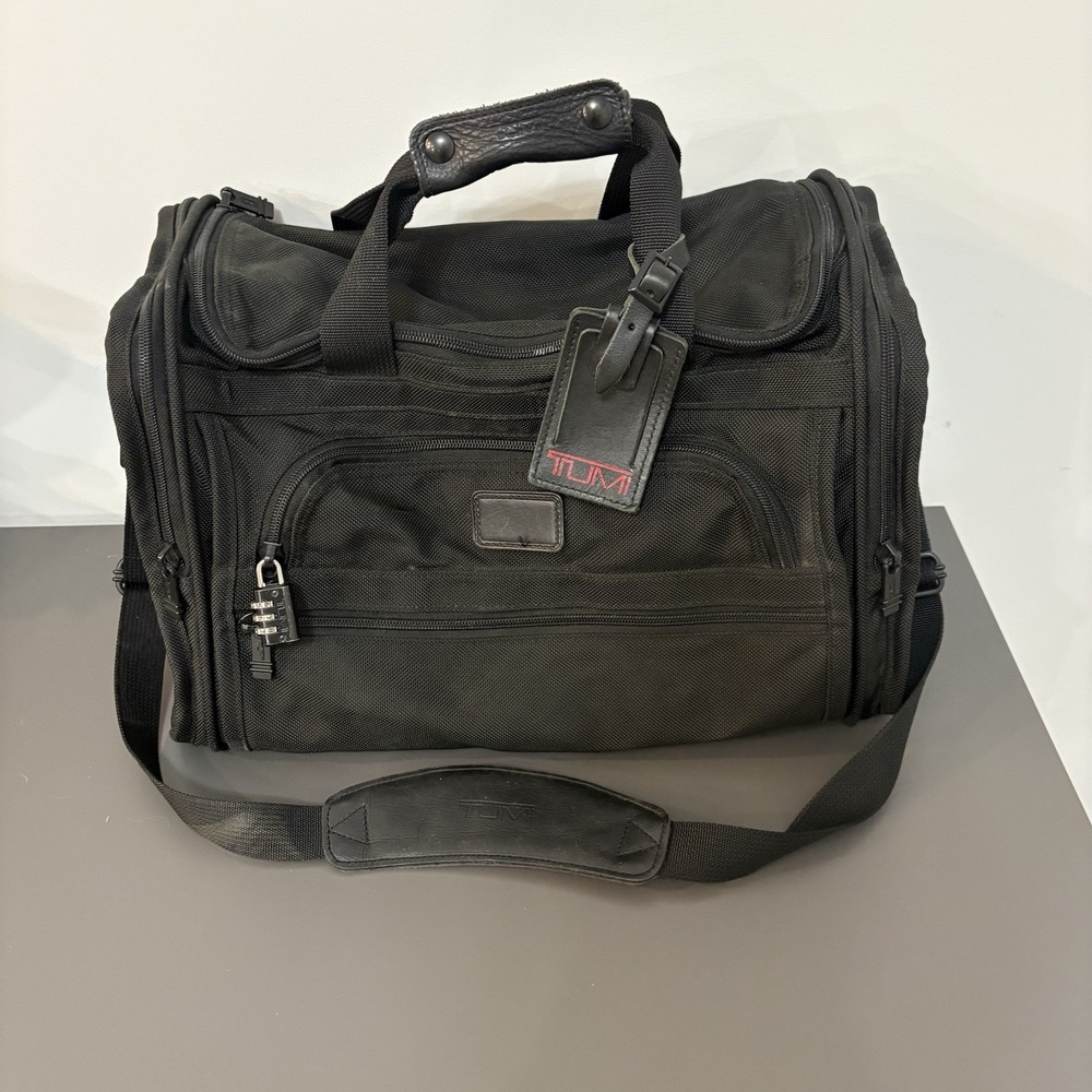 Tumi Alpha Ballistic Nylon Duffel Weekender Black with Shoulder Strap